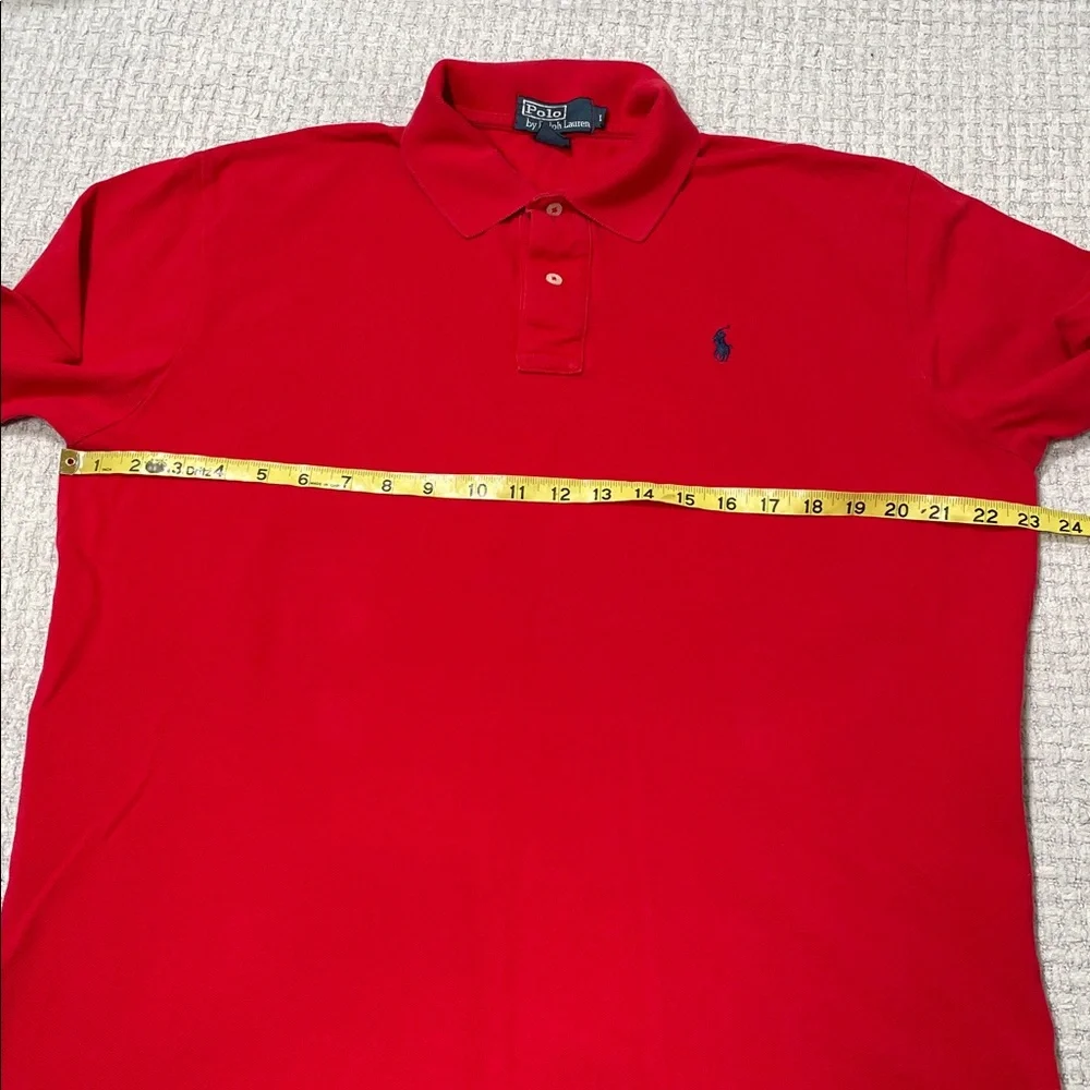 Mens Polo Ralph Lauren Long Sleeve Polo Henley Shirt Red Blue Pony Size Large